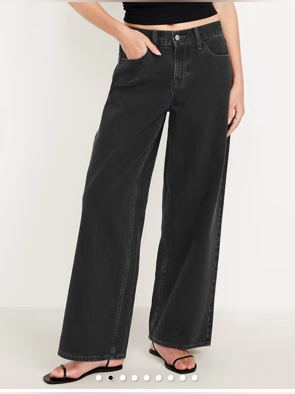 Old Navy Washed Black Mid-Rise Wow Baggy Wide Leg Jeans - Size 10T